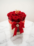 Royal Preserved Red Rose Box with Crown