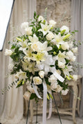 Peaceful White Lily Sympathy Spray – Funeral Flowers Miami