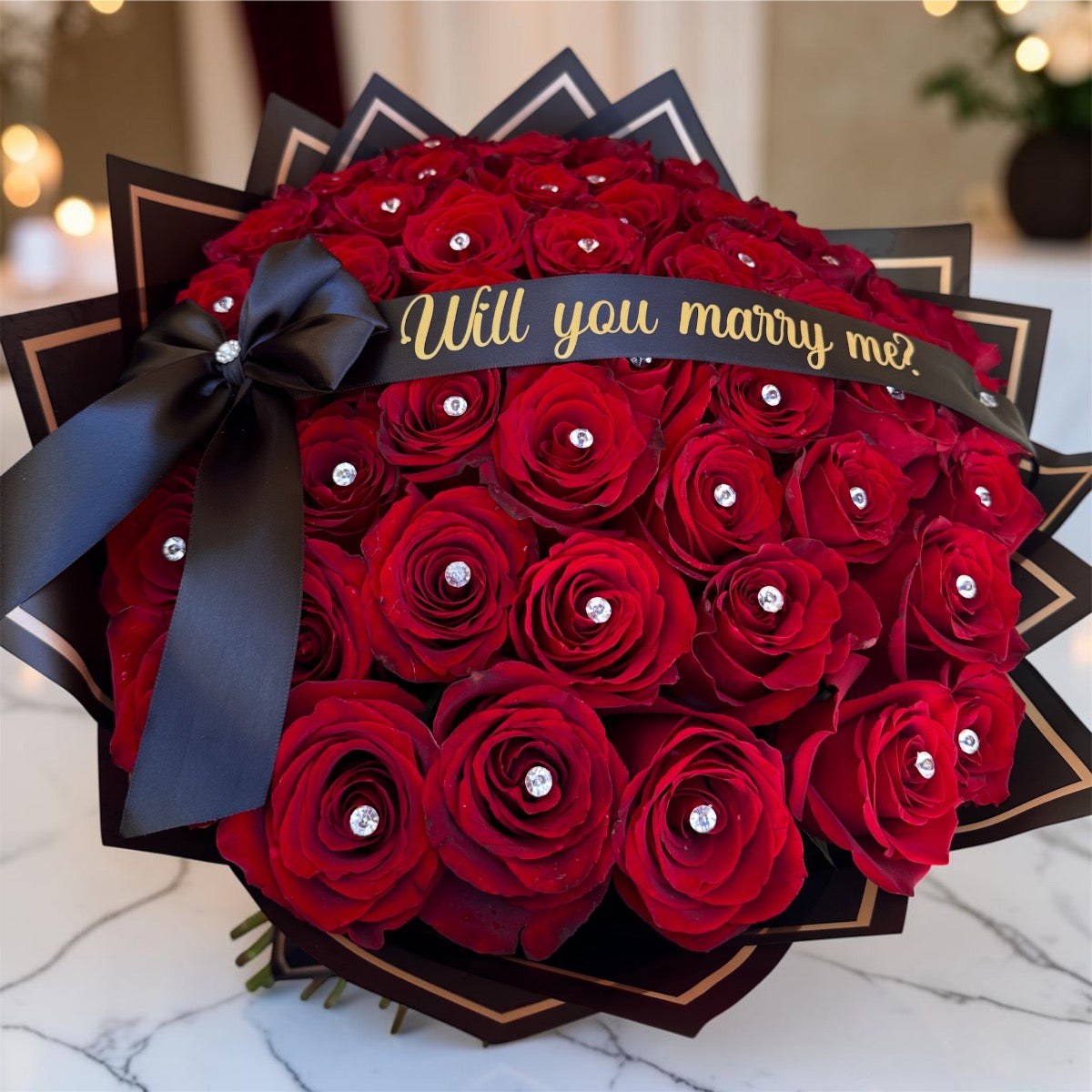 Will You Marry Me?" Luxury Red Rose Proposal Bouquet – Miami Flower Delivery