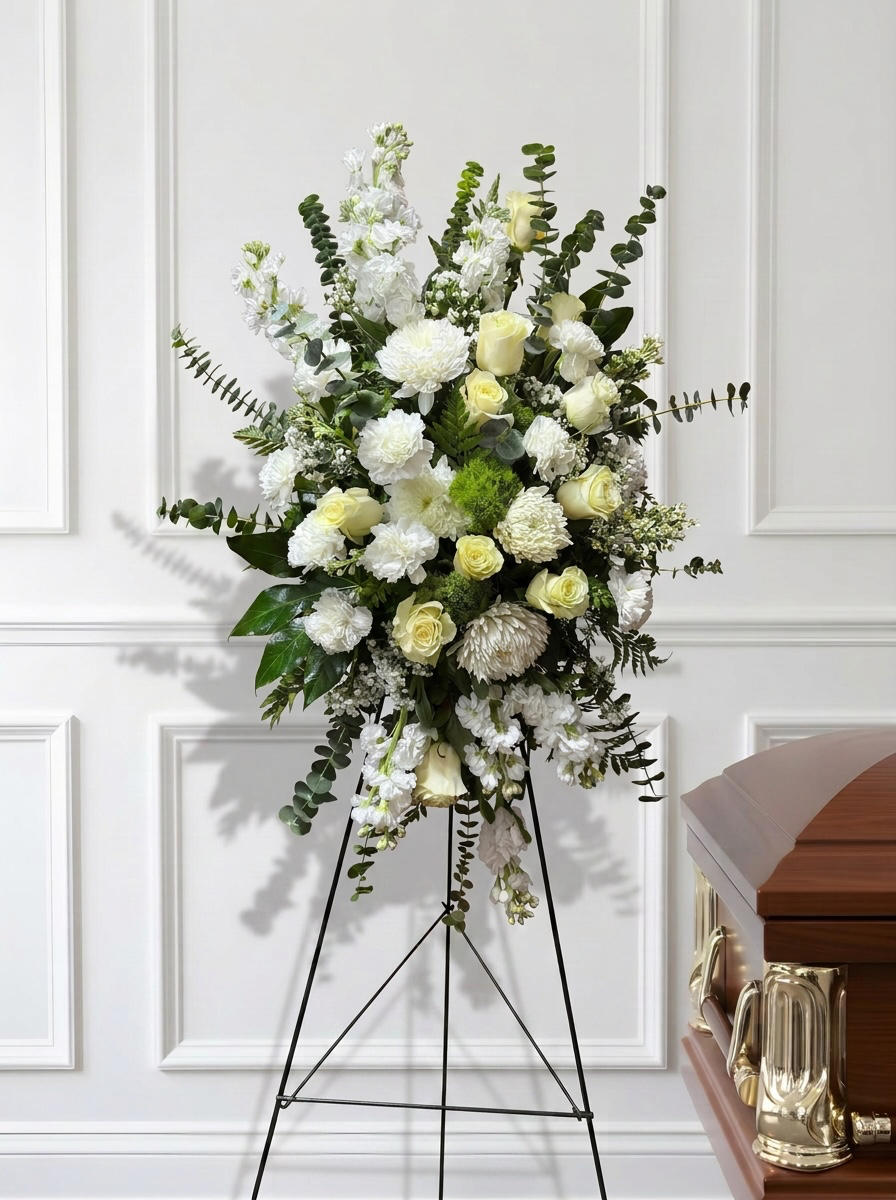 White Standing Funeral Spray