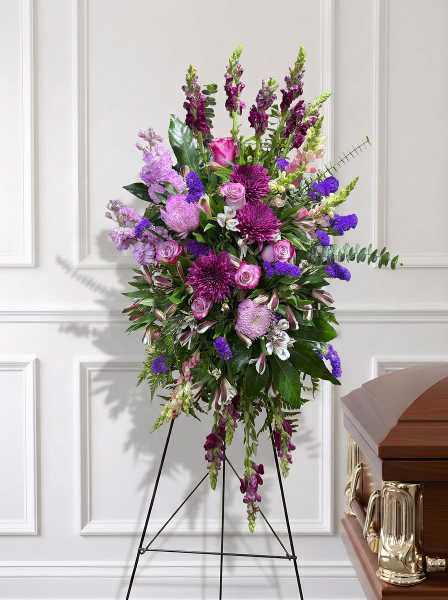 Purple Grace Standing Funeral Spray
