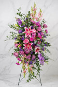 Elegant Pink & Purple Sympathy Standing Spray