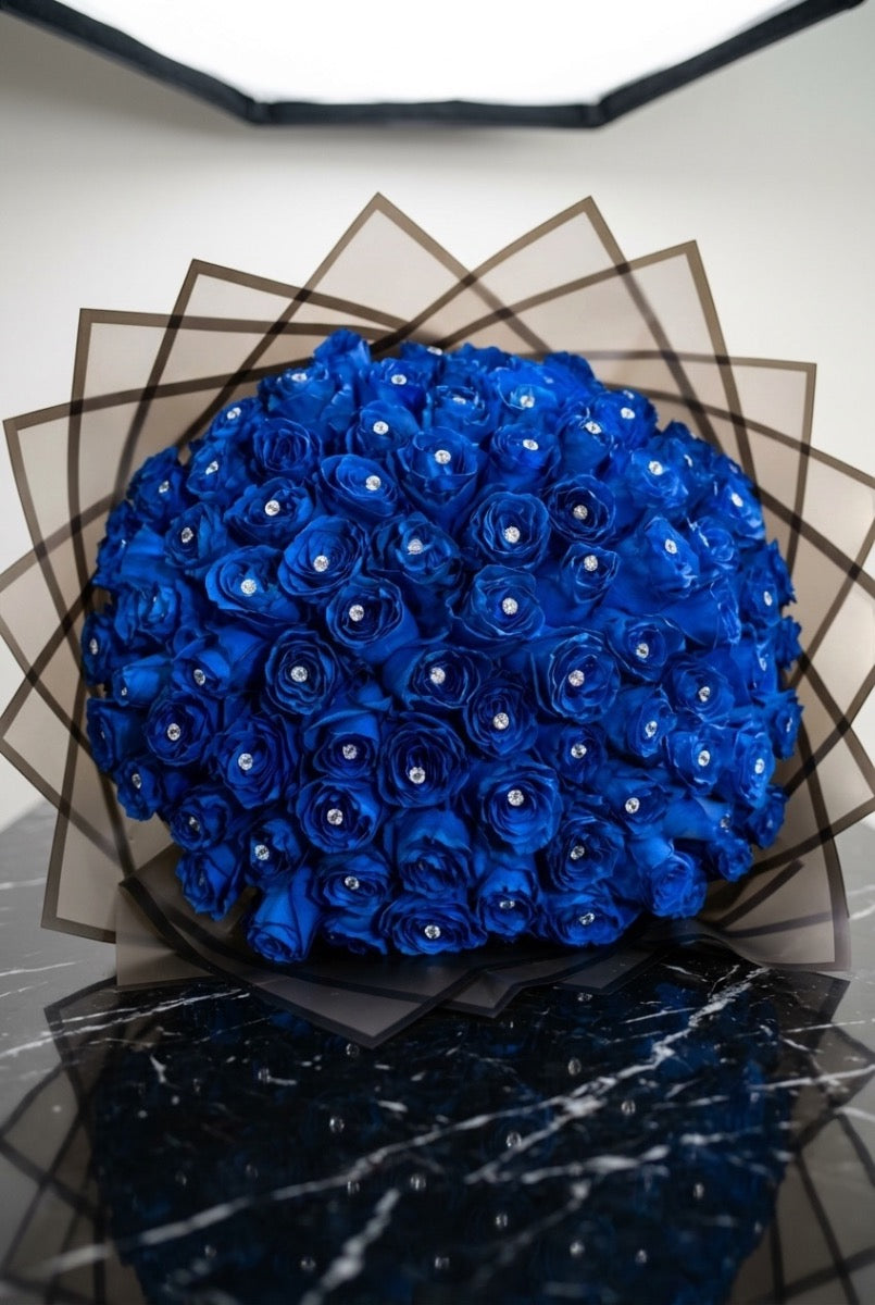 75 Luxury Blue Roses Bouquet – Premium Royal Blue Roses Miami